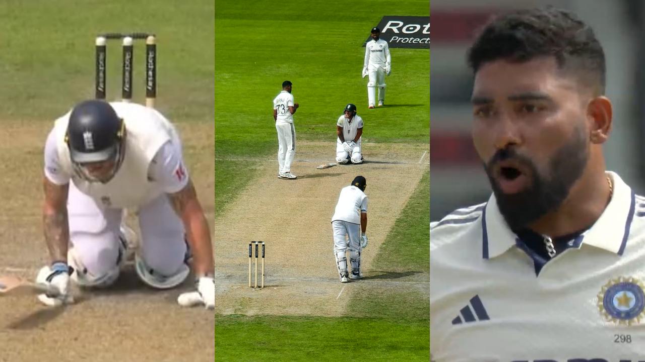 Mohammed Siraj ball hit ben Stokes