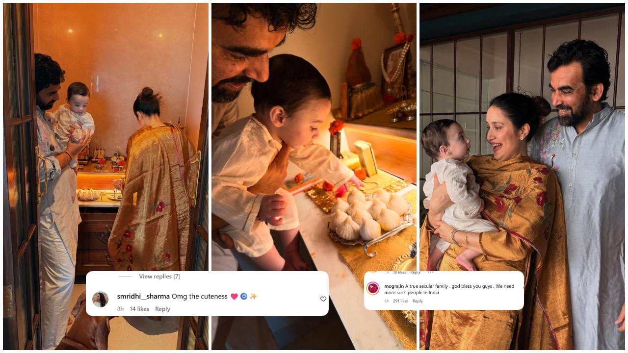 Zaheer Khan and his wife Sagarika Ghatge Ganesh Chaturthi 2025