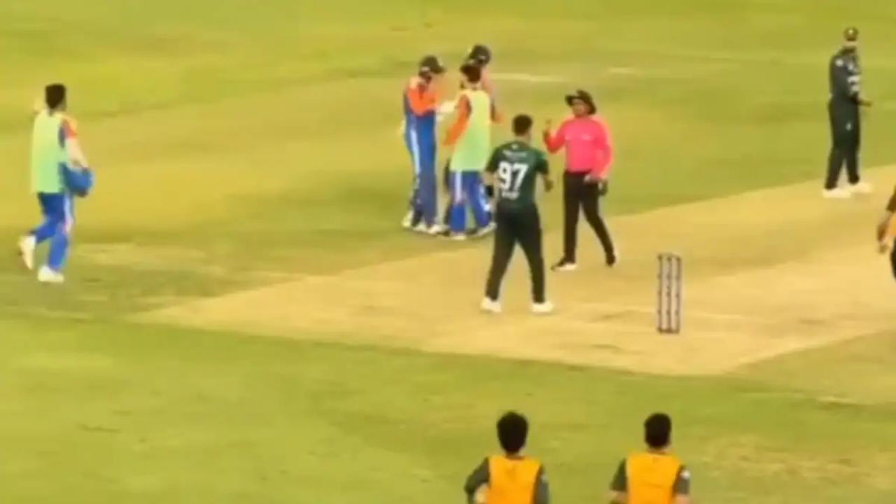 IND vs PAK Abhishek Sharma and Haris Rauf fight