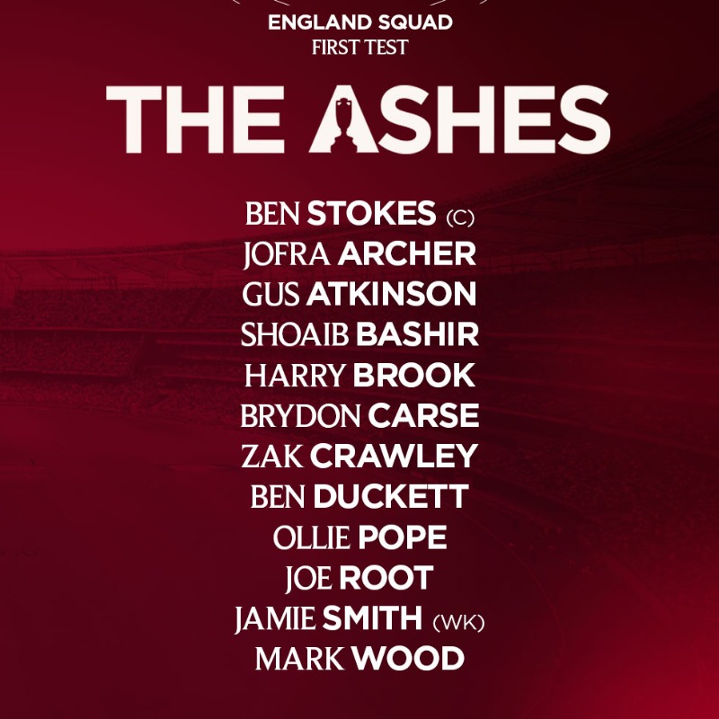 ENG Ashes 2025-26 Squad ENG Ashes 2025-26 Squad