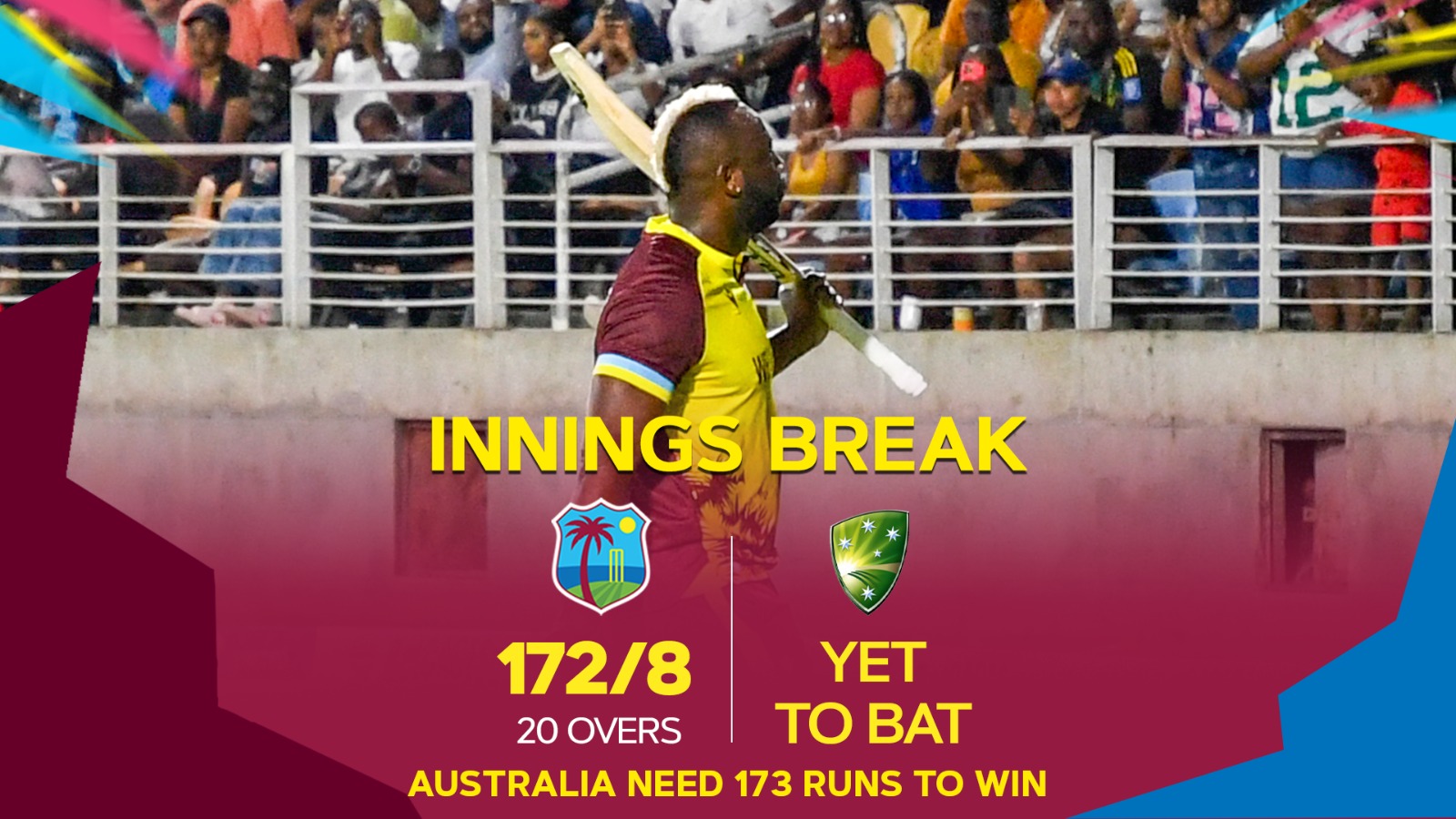 Andre Russell farewell match WI vs AUS 2nd T20I highlights