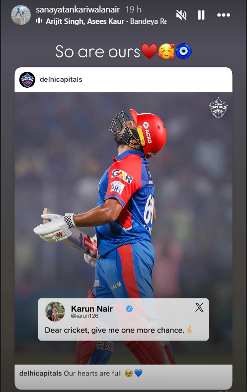Karun Nair Wife Insta Story