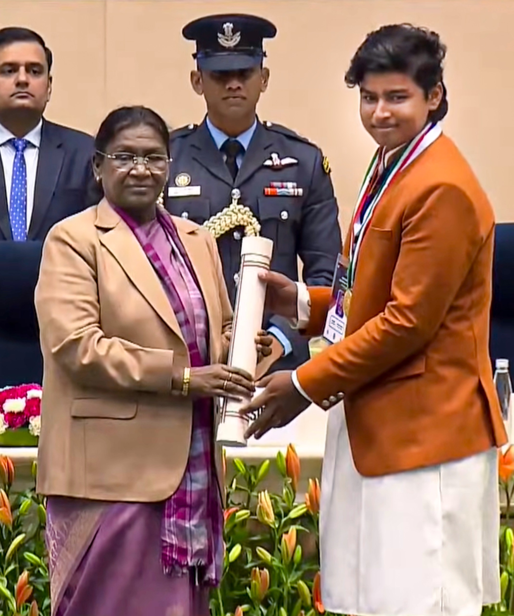  Young cricketer Vaibhav Suryavanshi conferred with Pradhan Mantri Rashtriya Bal Puraskar.