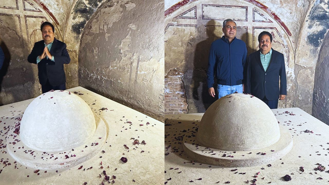bcci-vice-president-rajeev-shukla-reached-the-ancient-tomb-of-shri-rams-son-lav-located-in-pakistan