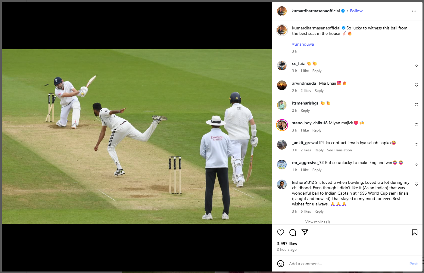 Kumar Dharmasena Praised Mohammed Siraj Kumar Dharmasena Praised Mohammed Siraj