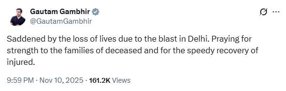 Gautam Gambhir reacts on Delhi Red Fort Blast Aakash Chopra appeal Delhiites to stay safe on social media