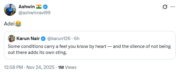 Karun Nair cryptic post after Indian batters collapse during IND vs SA 2nd Guwahati Test Day 3