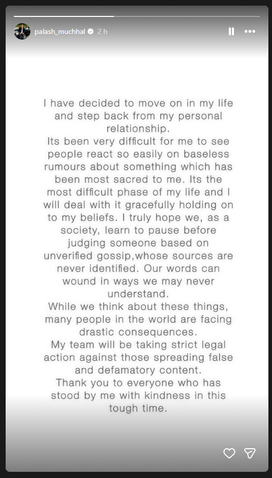 Palash Muchhal reaction on Smriti Mandhana calls wedding off Palash Muchhal reaction on Smriti Mandhana calls wedding off