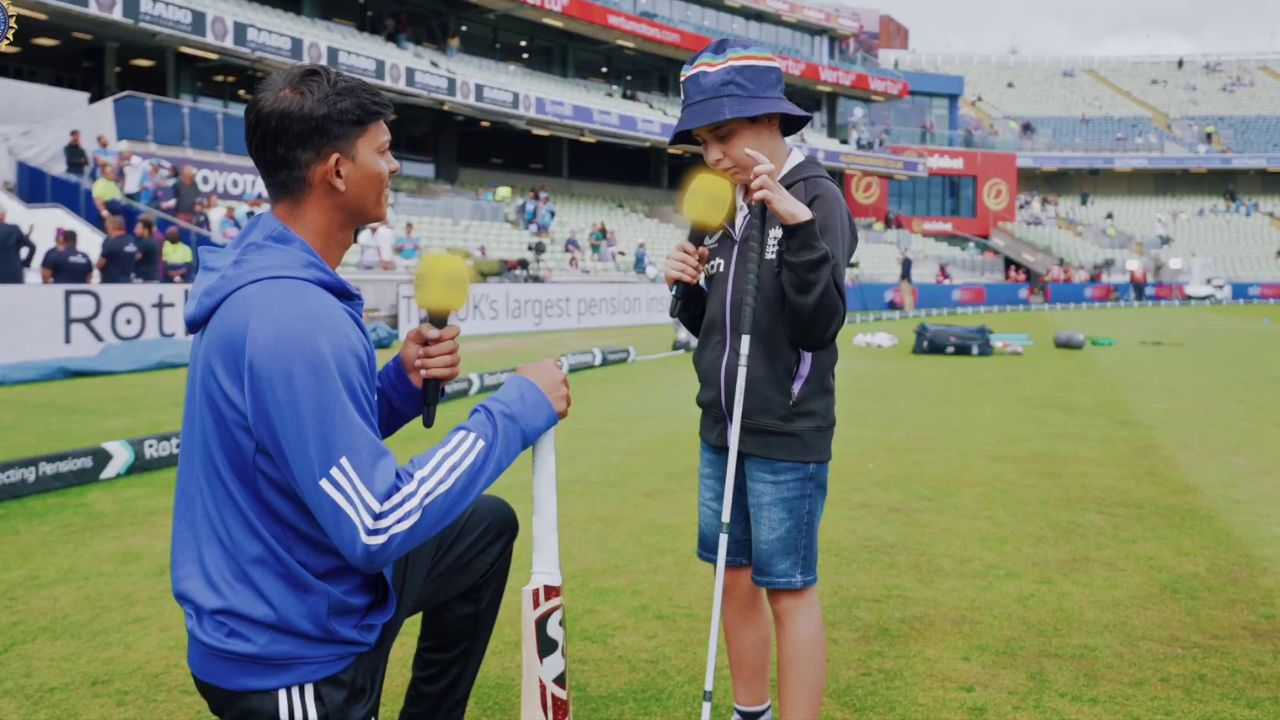 Yashasvi Jaiswal Meets Blind Fan Ravi Gift Bat BCCI Release Video during IND vs ENG Edgbaston Test
