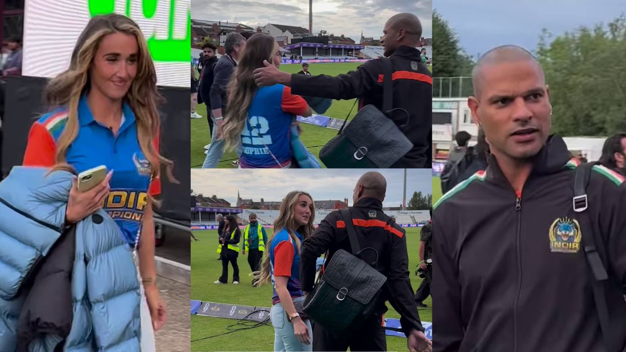 Shikhar Dhawan With Sophie Shine Video Viral After WCL 2025 South Africa Champions vs India Champions
