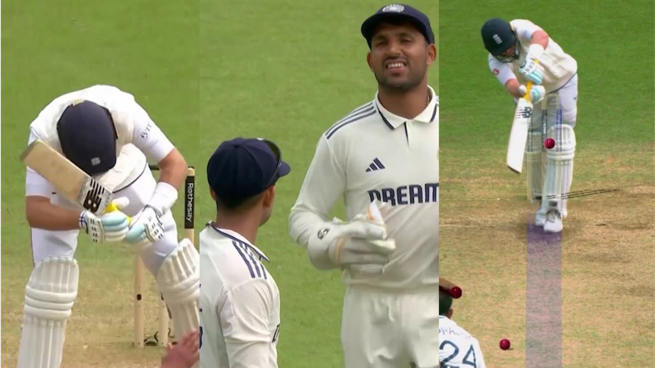Mohammed Siraj claps for umpire Ahsan Raza to Joe root not out decision on Prasidh Krishna ball in IND vs ENG 5th test Day 4 Mohammed Siraj claps for umpire Ahsan Raza to Joe root not out decision on Prasidh Krishna ball in IND vs ENG 5th test Day 4