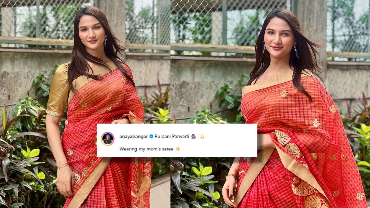 Anaya Bangar Wearing a mom Saree photo share reel and post