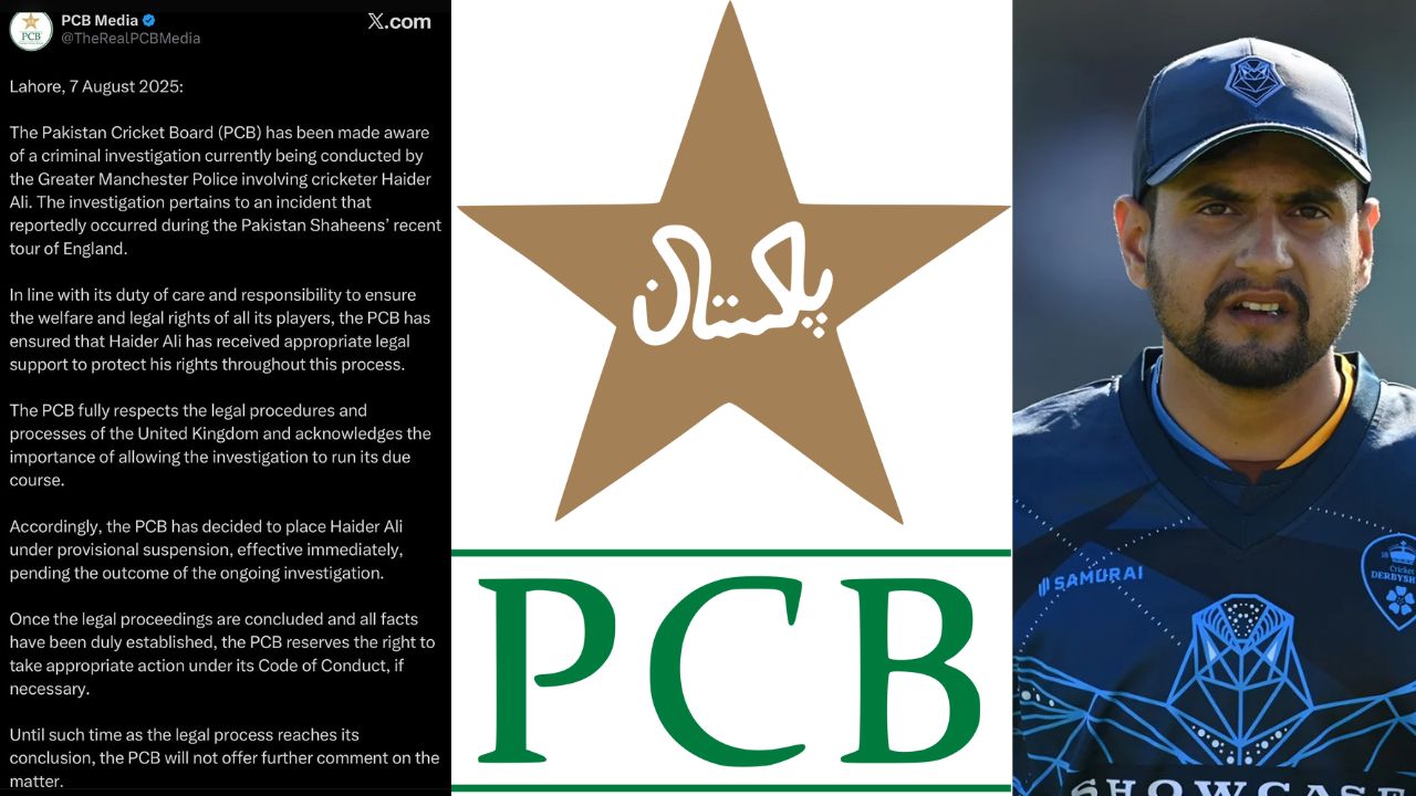 Haider Ali Under Criminal Investigation in UK PCB suspended allegations of rape during Pakistan Shaheens tour to the UK