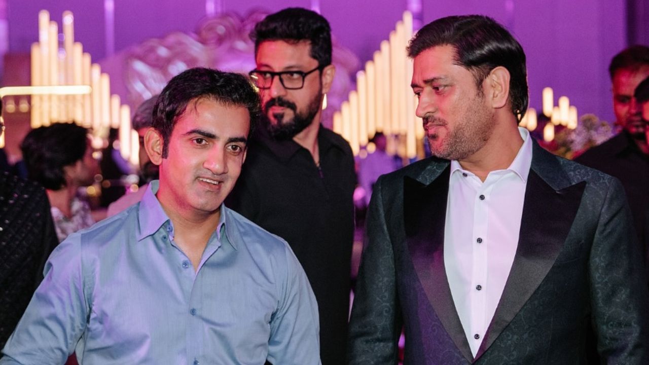 Gautam Gambhir MS Dhoni Sakshi Dhoni attend utkarsh sanghvi Dhvani Kanungo wedding bollywood actor Suniel Shetty Spotted
