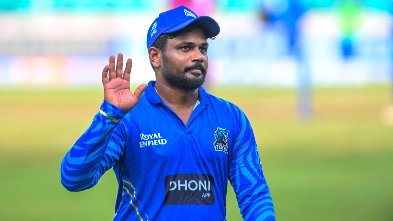 Sanju Samson no look six video in KCL 2025 Kochi Blue Tigers vs Thrissur Titans