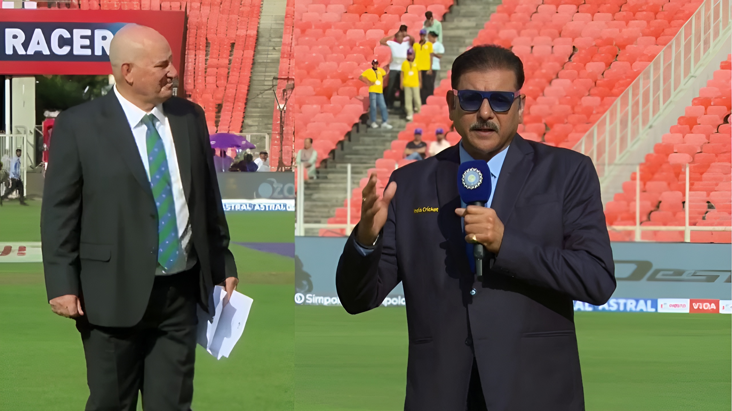 Ravi Shastri Viral Intro for Andy Pycroft and roast Pakistan during IND vs WI 1st Test toss