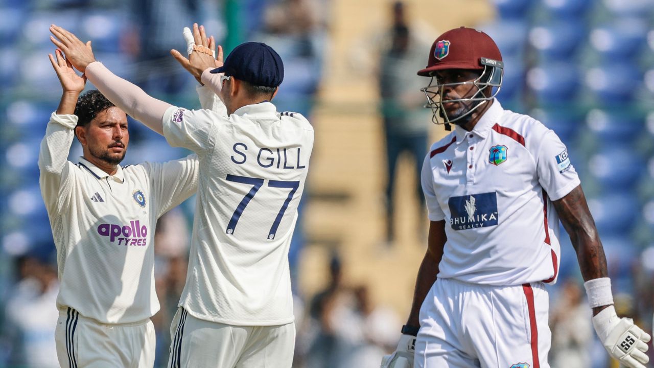 IND vs WI 2nd test day 3 lunch break highlights Kuldeep Yadav trapped West Indies