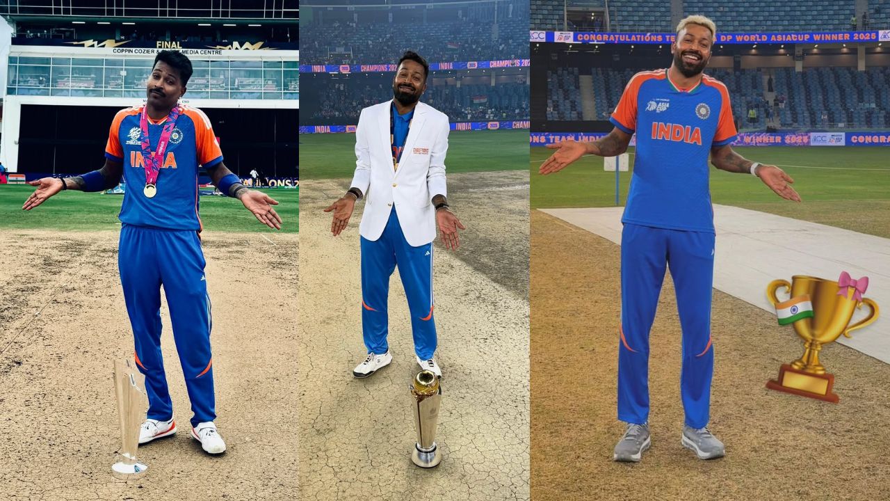 Hardik Pandya Kranti Goud recreate Hardik Pandya pose with World Cup trophy