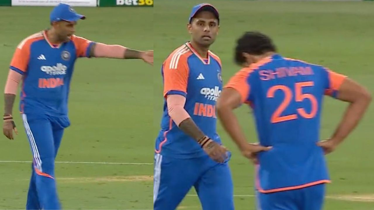 Suryakumar Yadav lost his temper on Shivam Dube during live match in IND vs AUS 4th T20I