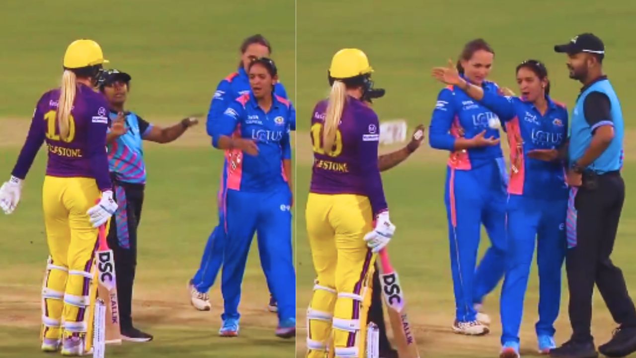 wpl-2025-harmanpreet-kaur-had-a-fierce-clash-with-sophie-ecclestone-watch-video