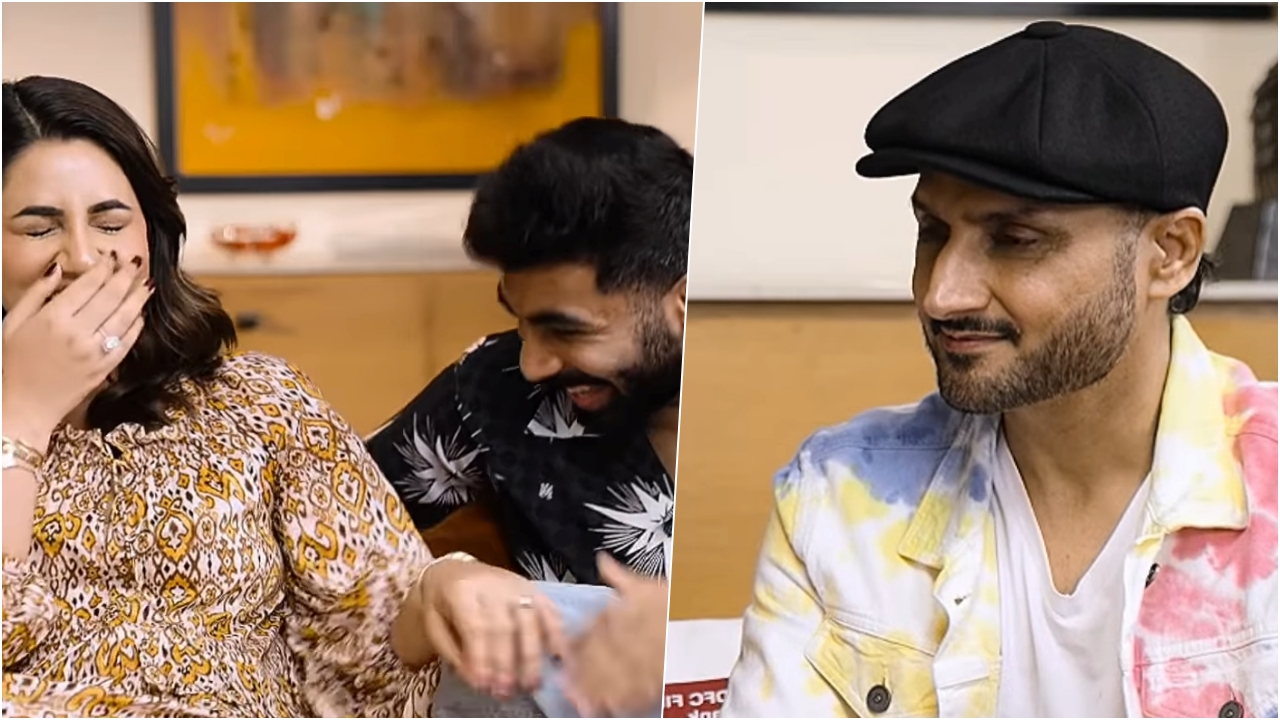 Harbhajan Singh, Jasprit Bumrah and Sanjana Ganesan