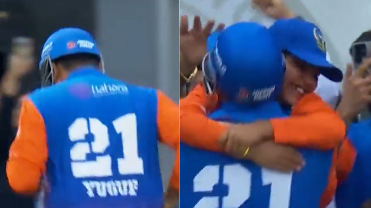 Yusuf Pathan hit six and ran towards his son and hugged him video viral after India champions qualify for semifinal