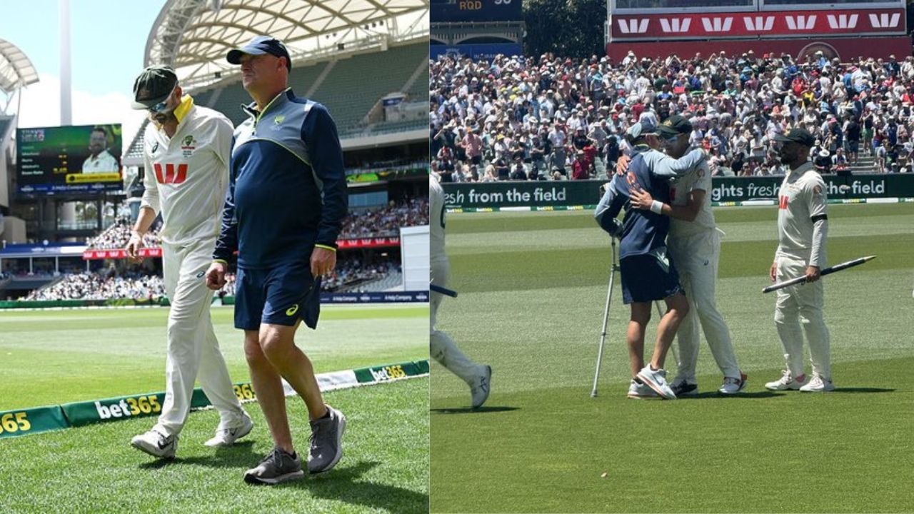 Nathan Lyon injured in aus vs eng test adelaide after scans arrived at crutches