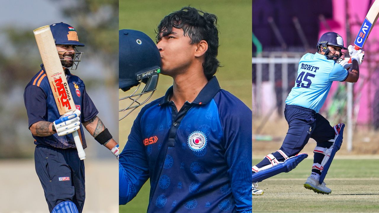 Rohit-kohli Vaibhav Suryavanshi ishan kishan sakibul gani hit century in vijay hazare trophy