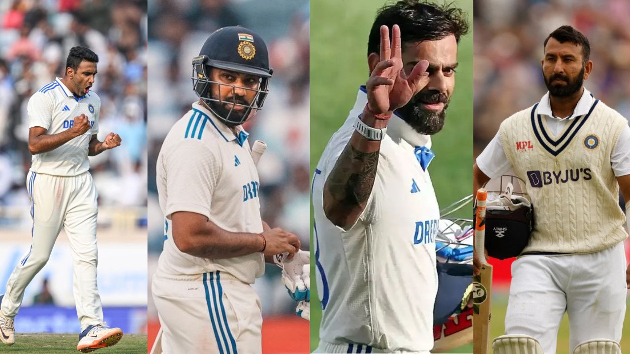 Ashwin, Rohit, Kohli and Cheteshwar Pujara