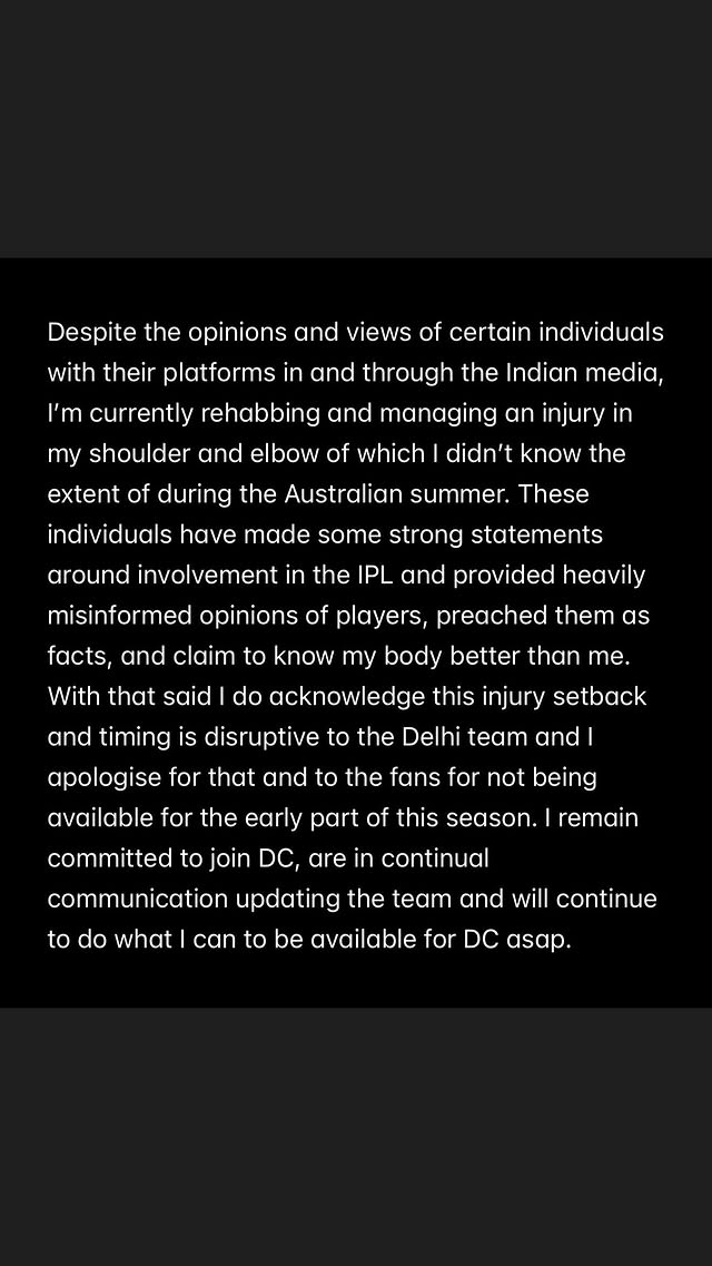 Mitchell Starc Insta Story Mitchell Starc Insta Story