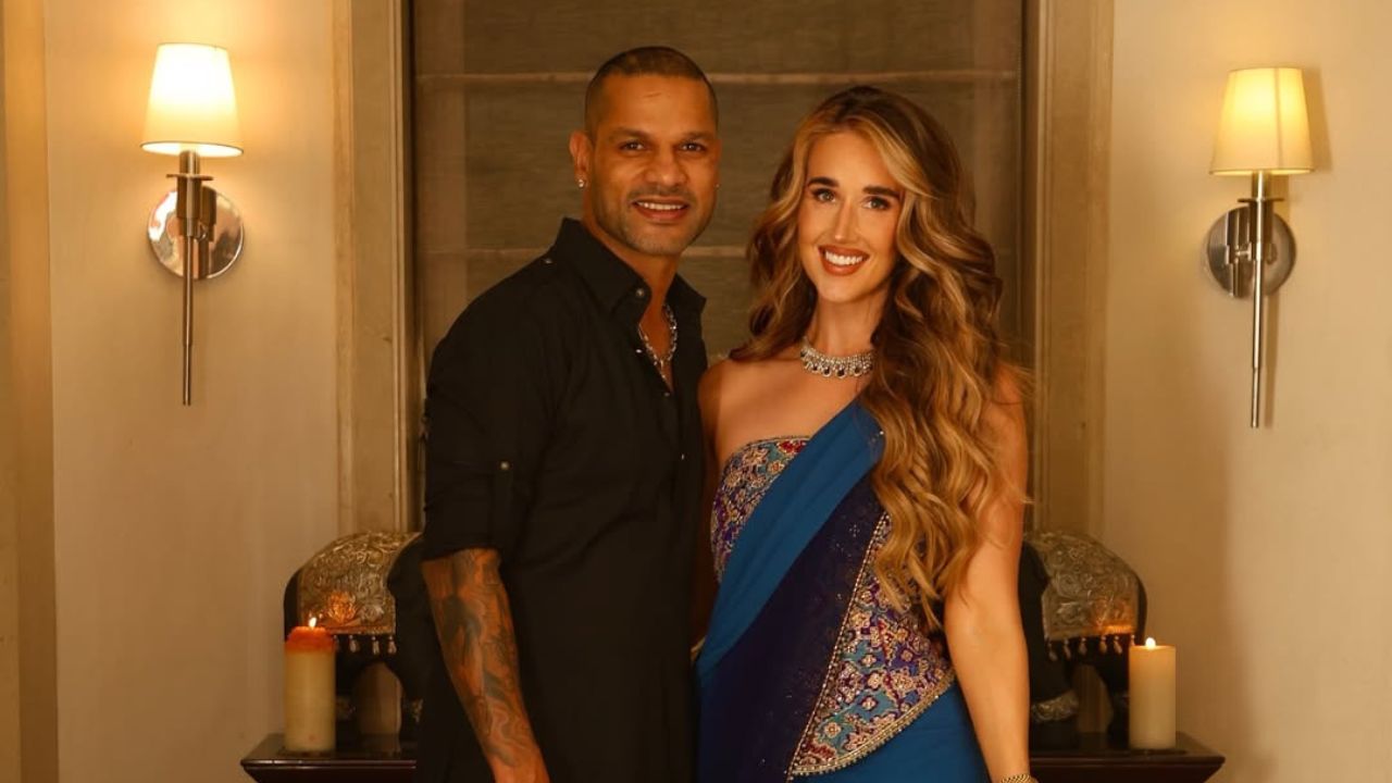 Sophie Shine and Shikhar Dhawan