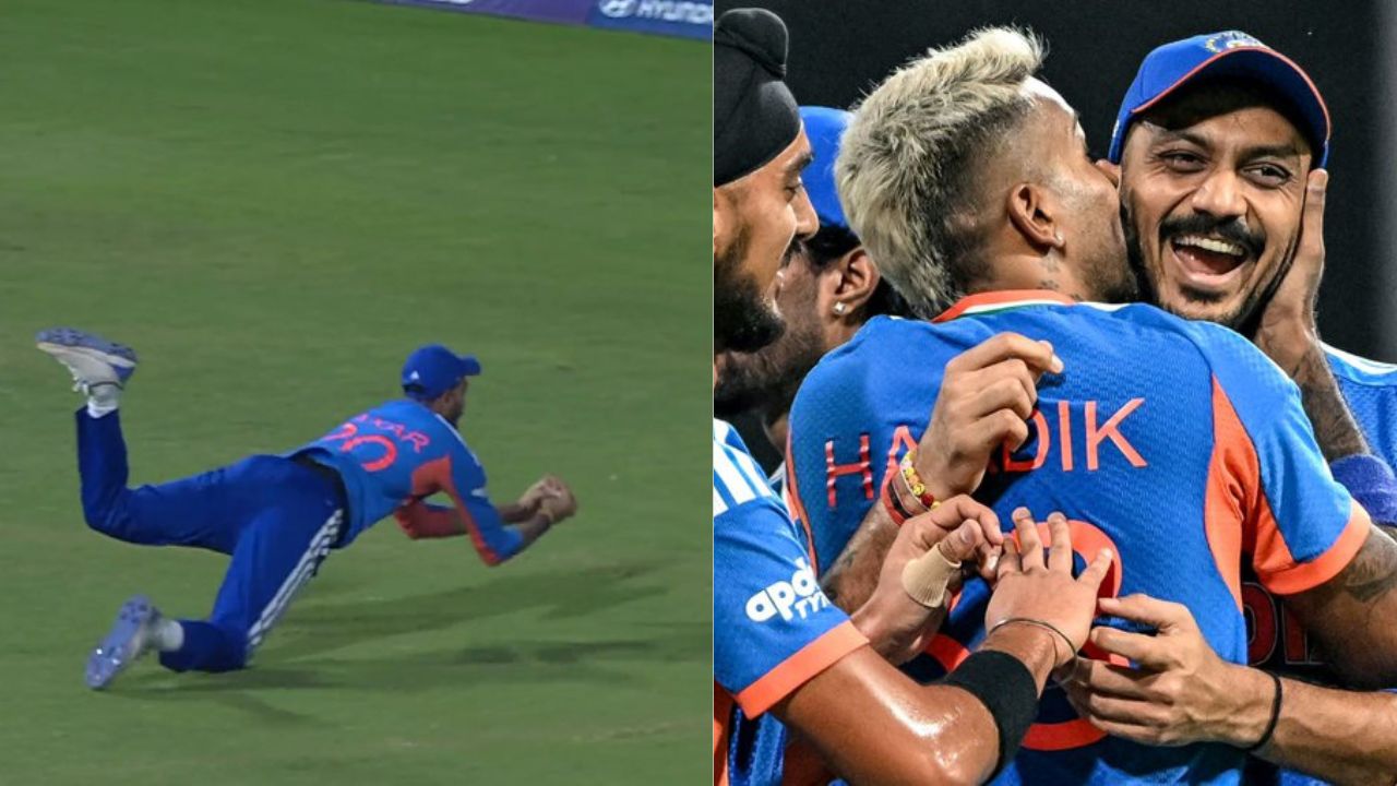 Axar Patel takes magnificent catch of England captain Harry Brook Hardik Pandya Kiss him on field