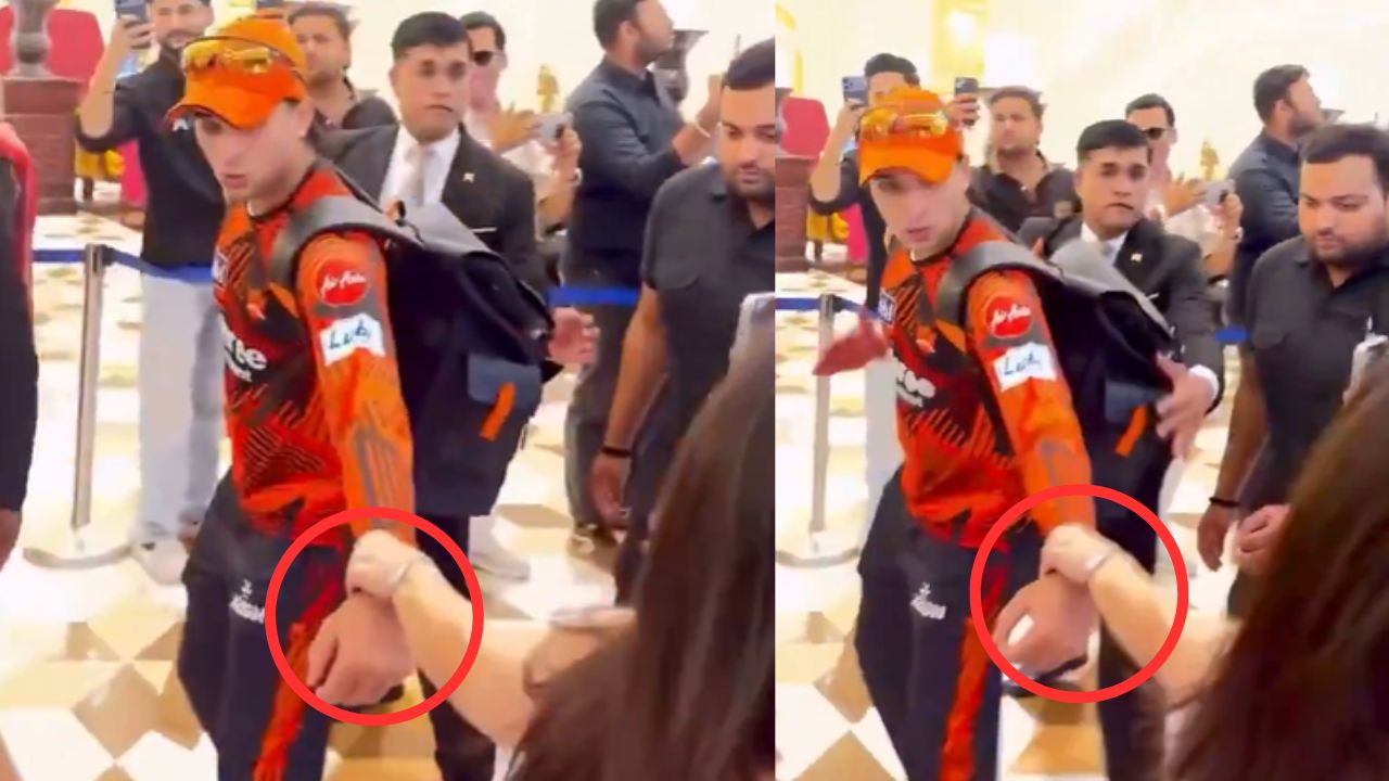 Abhishek Sharma getting pulled by a Female Fan