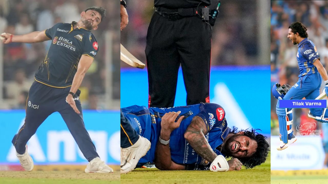 GT Pacer Ashok Sharma throw 150kph bowl to tilak Varma which he gets injured