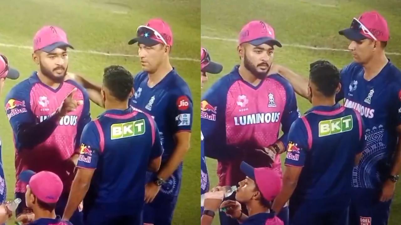 heated Exchange between Rajasthan Royals Riyan Parag and Tushar Deshpande