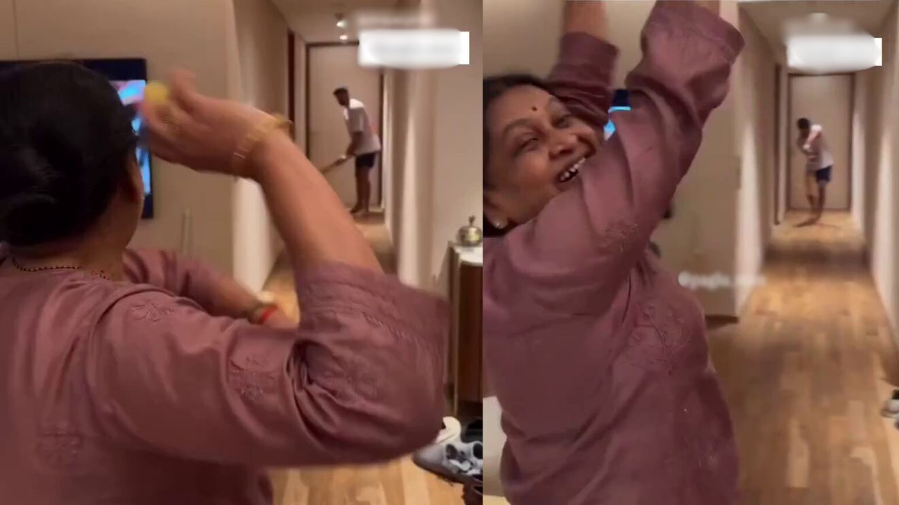 Shreyas Iyer playing Cricket with Mom Video share by Punjab Kings