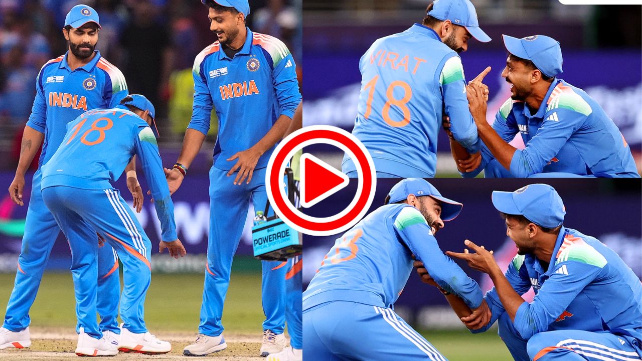 Virat Kohli Touches Axar Patel Feet Video From Live Match IND Vs NZ
