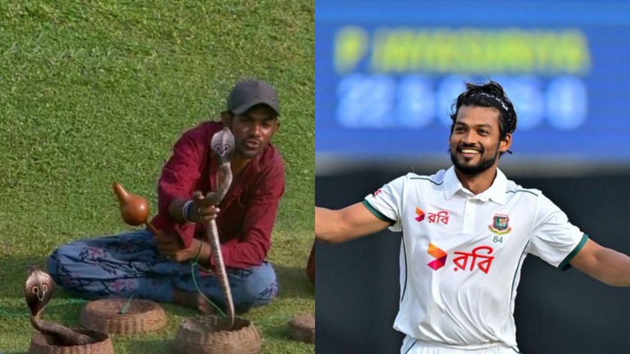 SL vs BAN Test Snake Charmer in Galle watching match with Snakes and Monkey