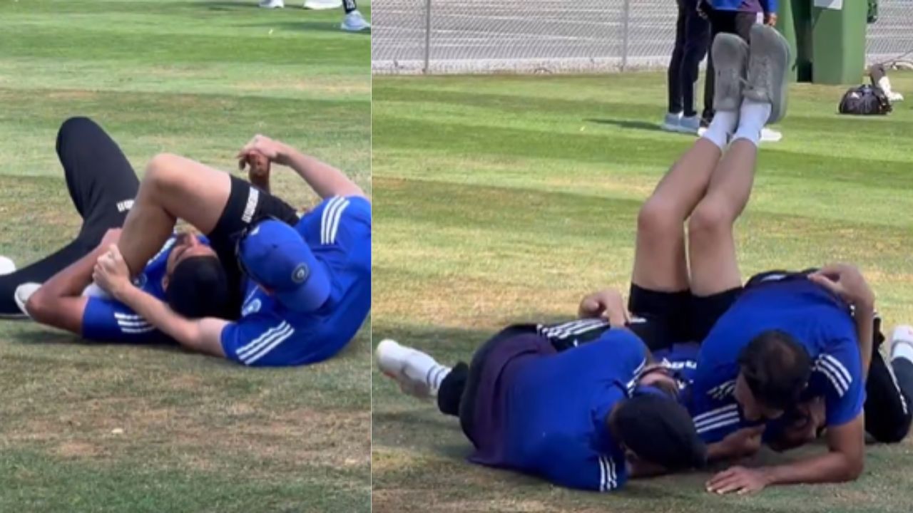 arshdeep singh and akash deep wrestling with bowling coach morne morkel
