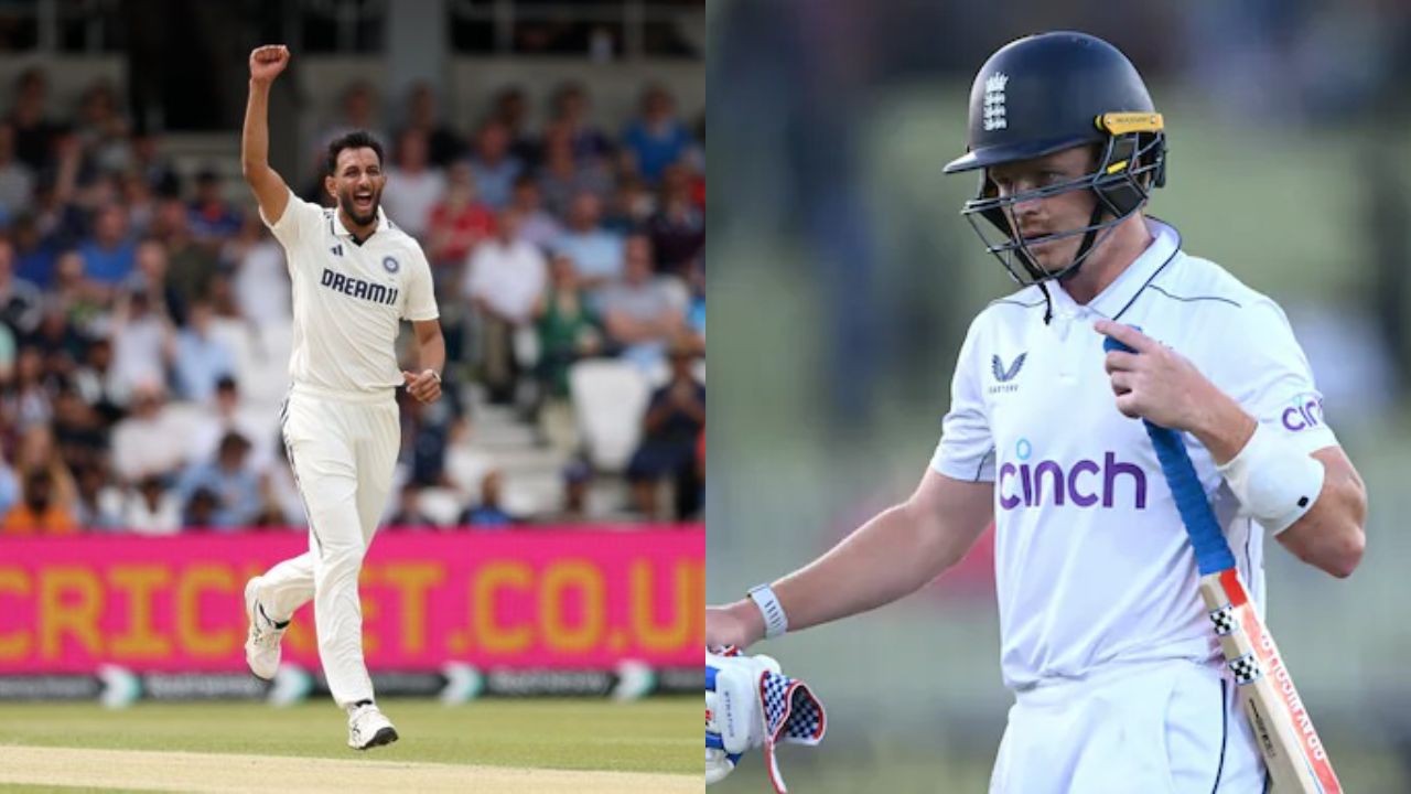 Prasidh Krishna take wicket of Ollie Pope