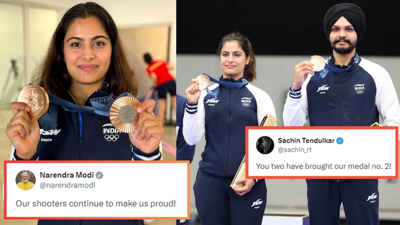 PM Modi President Murmu Sachin Tendulkar and Shubman Gill congratulated Manu Bhaker