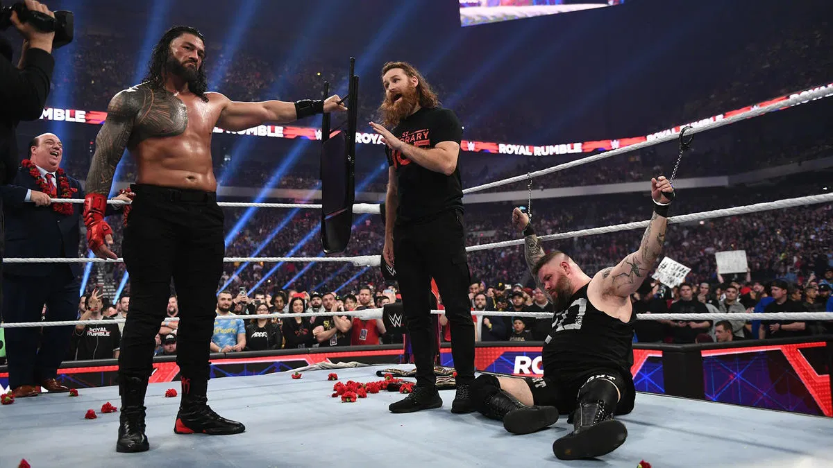 Paul Heyman Roman Reigns Sami Zayn Bloodline Kevin Owens January 30 B Paul Heyman Roman Reigns Sami Zayn Bloodline Kevin Owens January 30 B