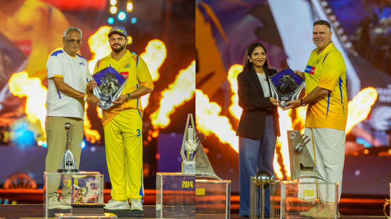 CSK induct Suresh Raina and Matthew Hayden into Hall of Fame at Roar 2026