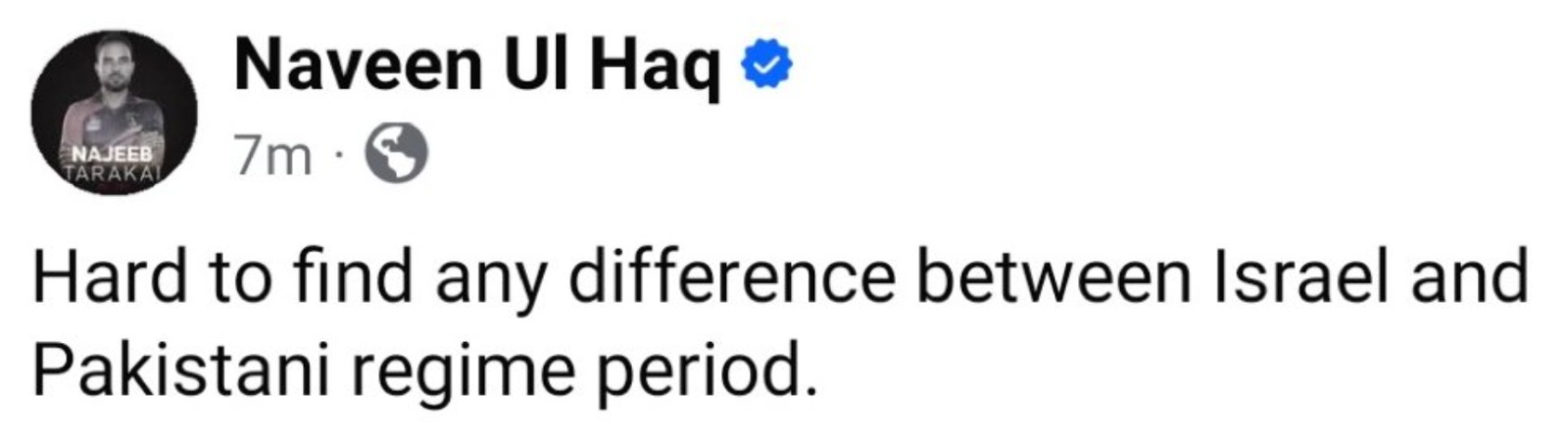 Naveen Ul Haq' FB post