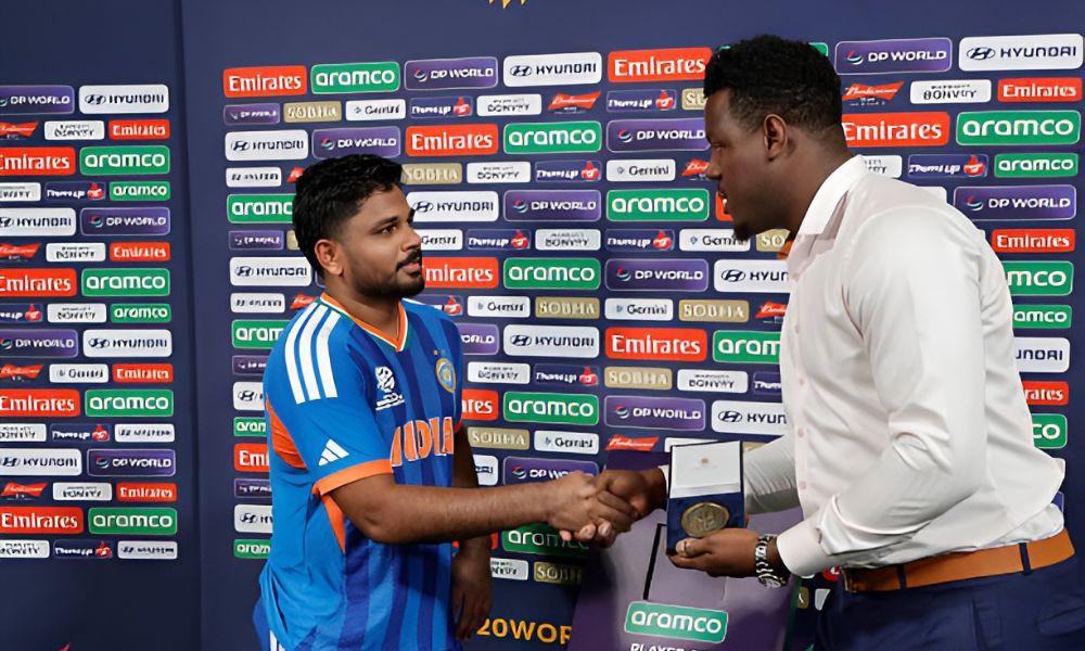 Sanju Samson And Carlos Brathwaite Sanju Samson And Carlos Brathwaite